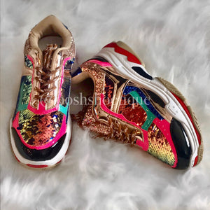 Colorblock Sequins Sneakers